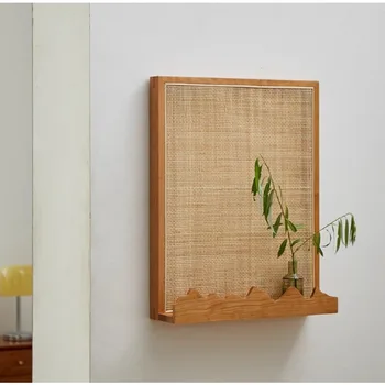 Cherry Wood Ратан тъкани електрически метър кутия обновяване обструкция декорация стена висящи модерен елемент за декорация на дома